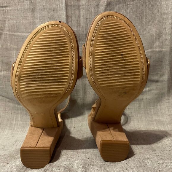 Womens A New Day Taupe Suede Open Toe Heels - Picture 5 of 6